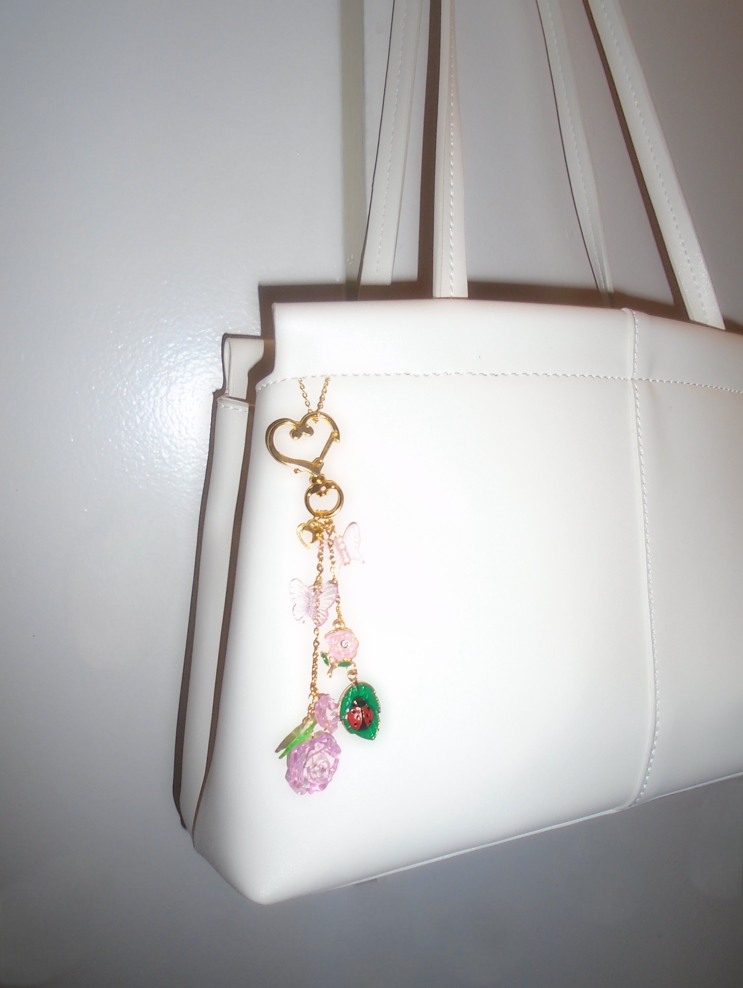 Pink Rose Bush Bag Charm