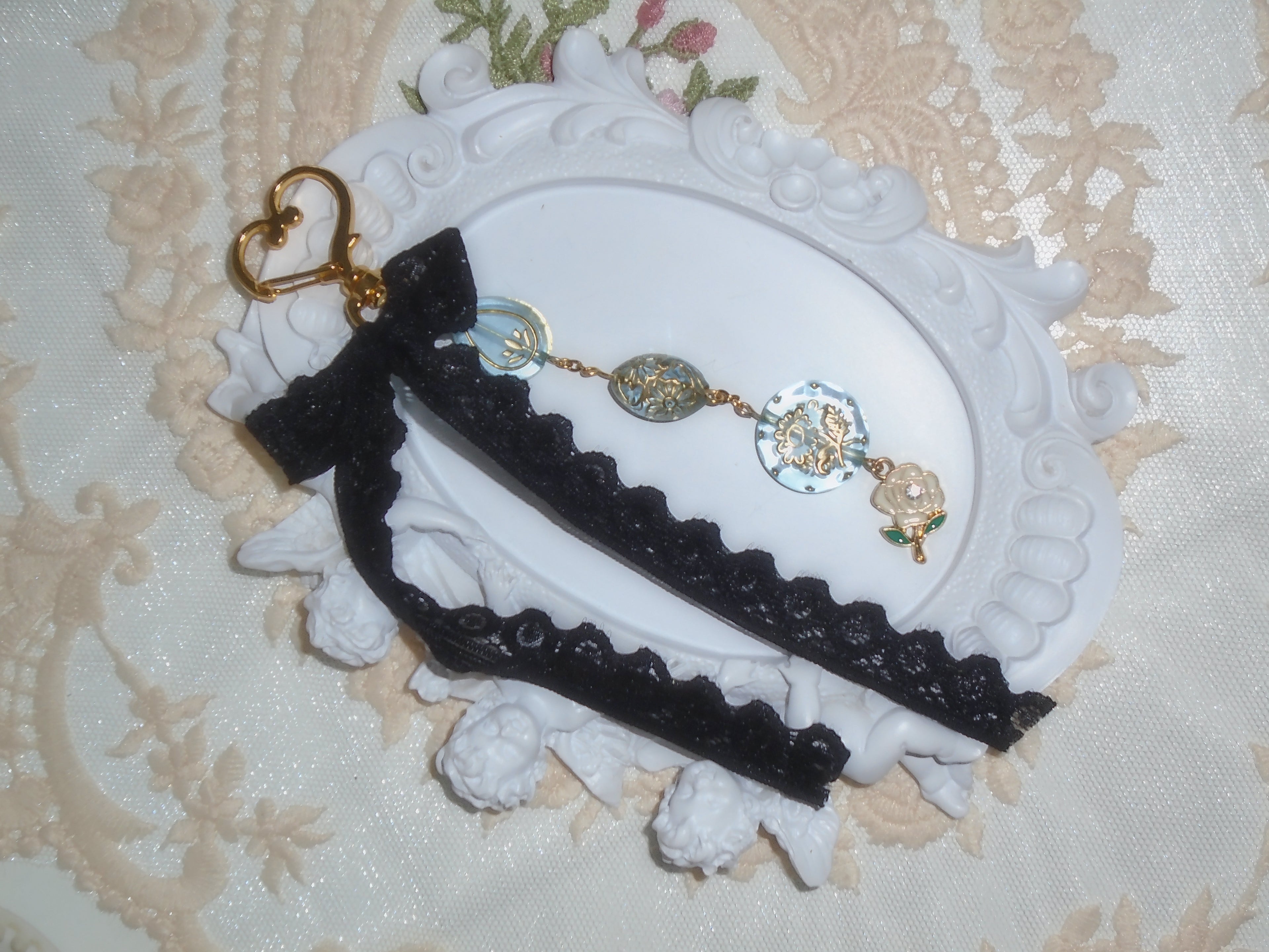 Black Lacey Bow Bag Charm
