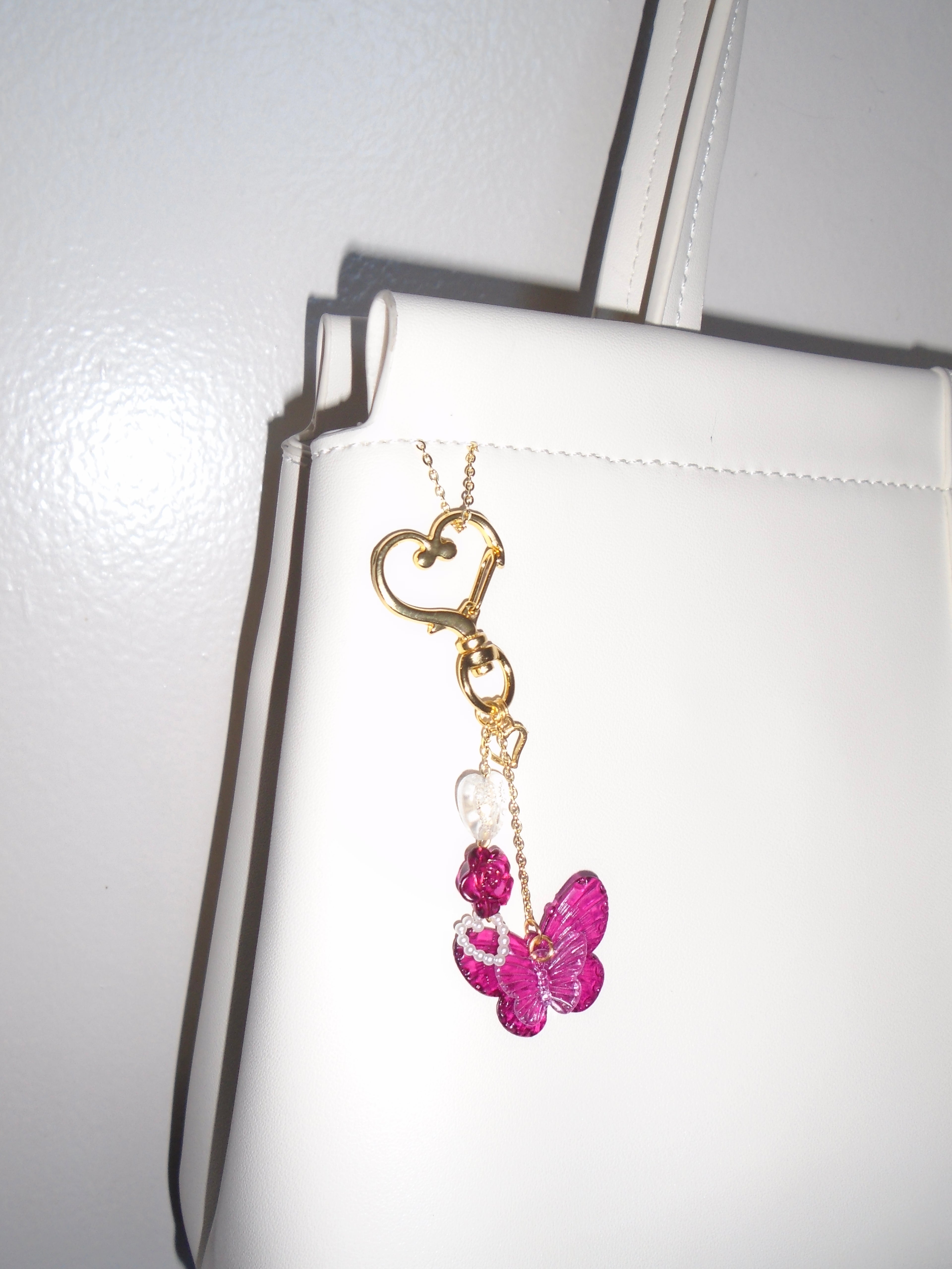 Pink Butterfly Bag Charm