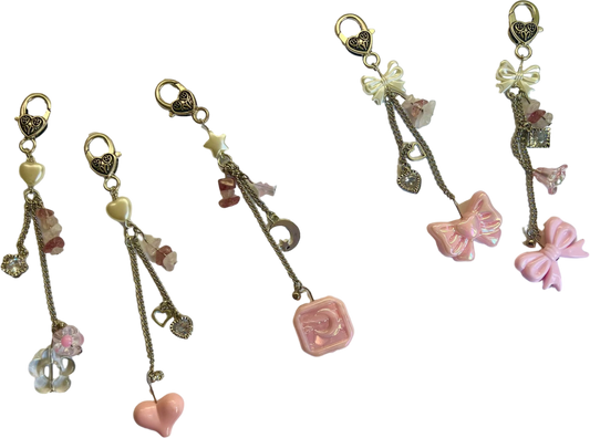 Silver Pink Crystals Keychain