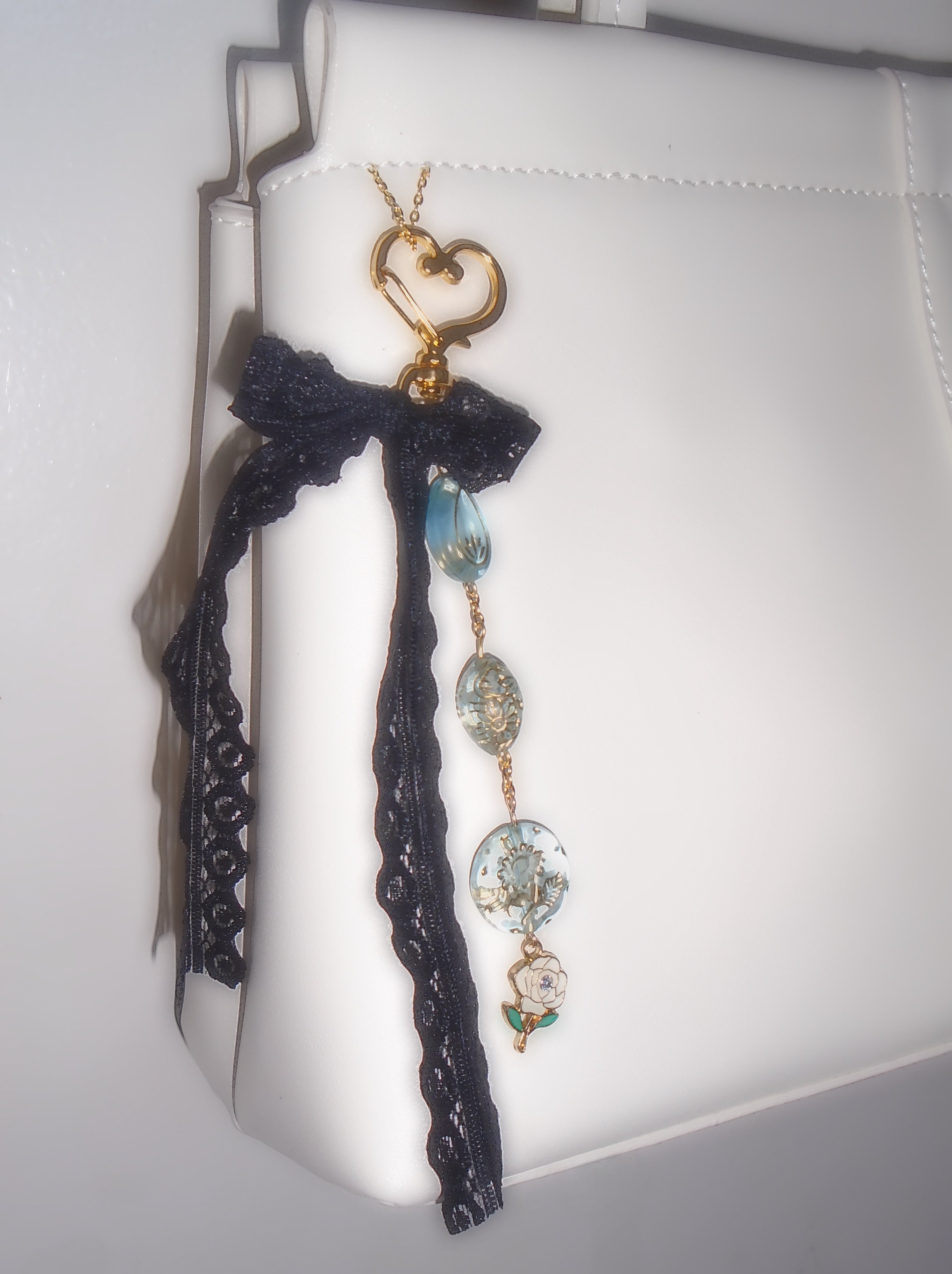 Black Lacey Bow Bag Charm