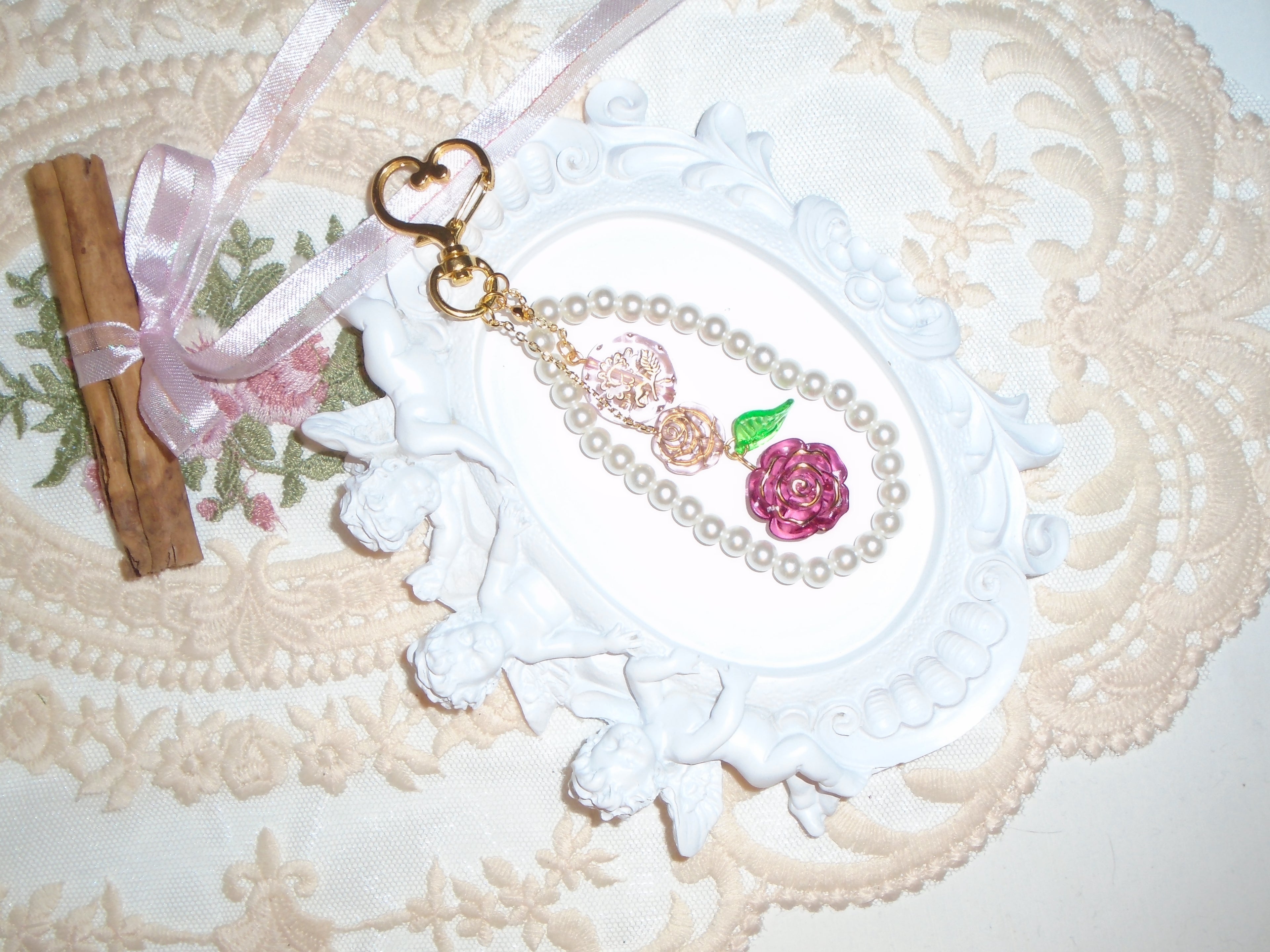 Rose Pearl Bag Charm