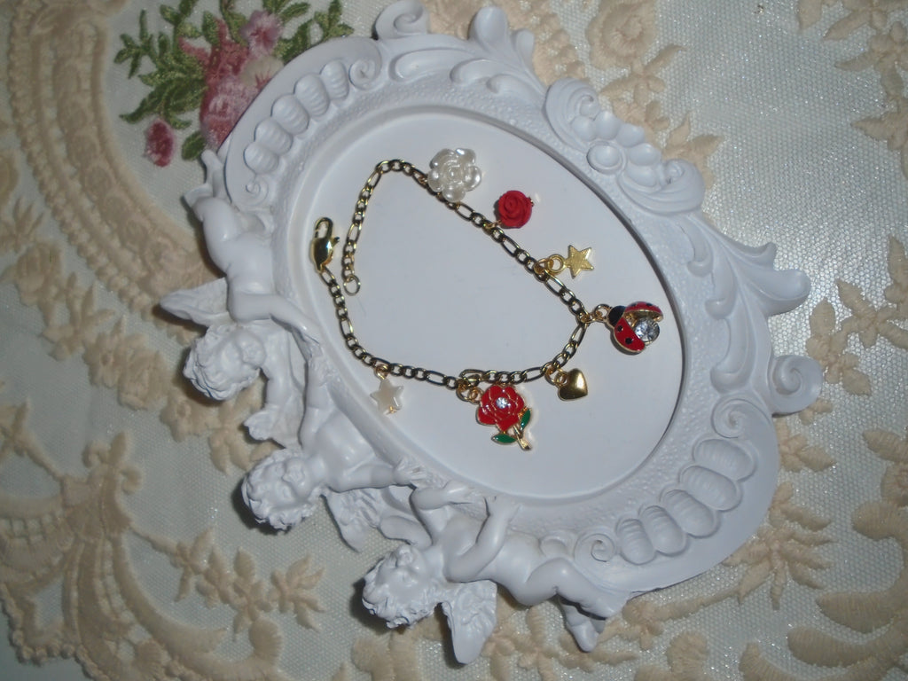 Red + Gold Charm Bracelet