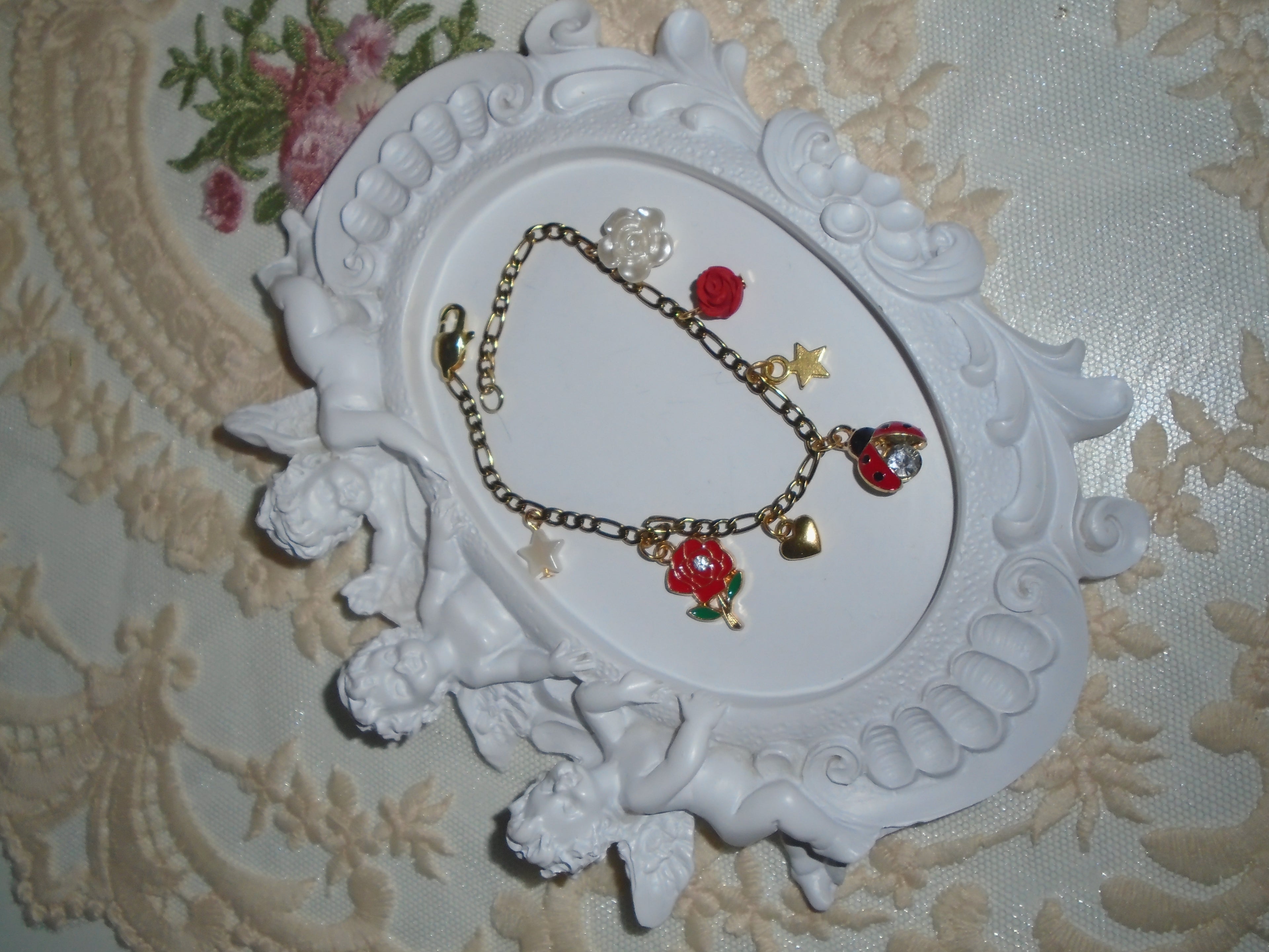 Red + Gold Charm Bracelet