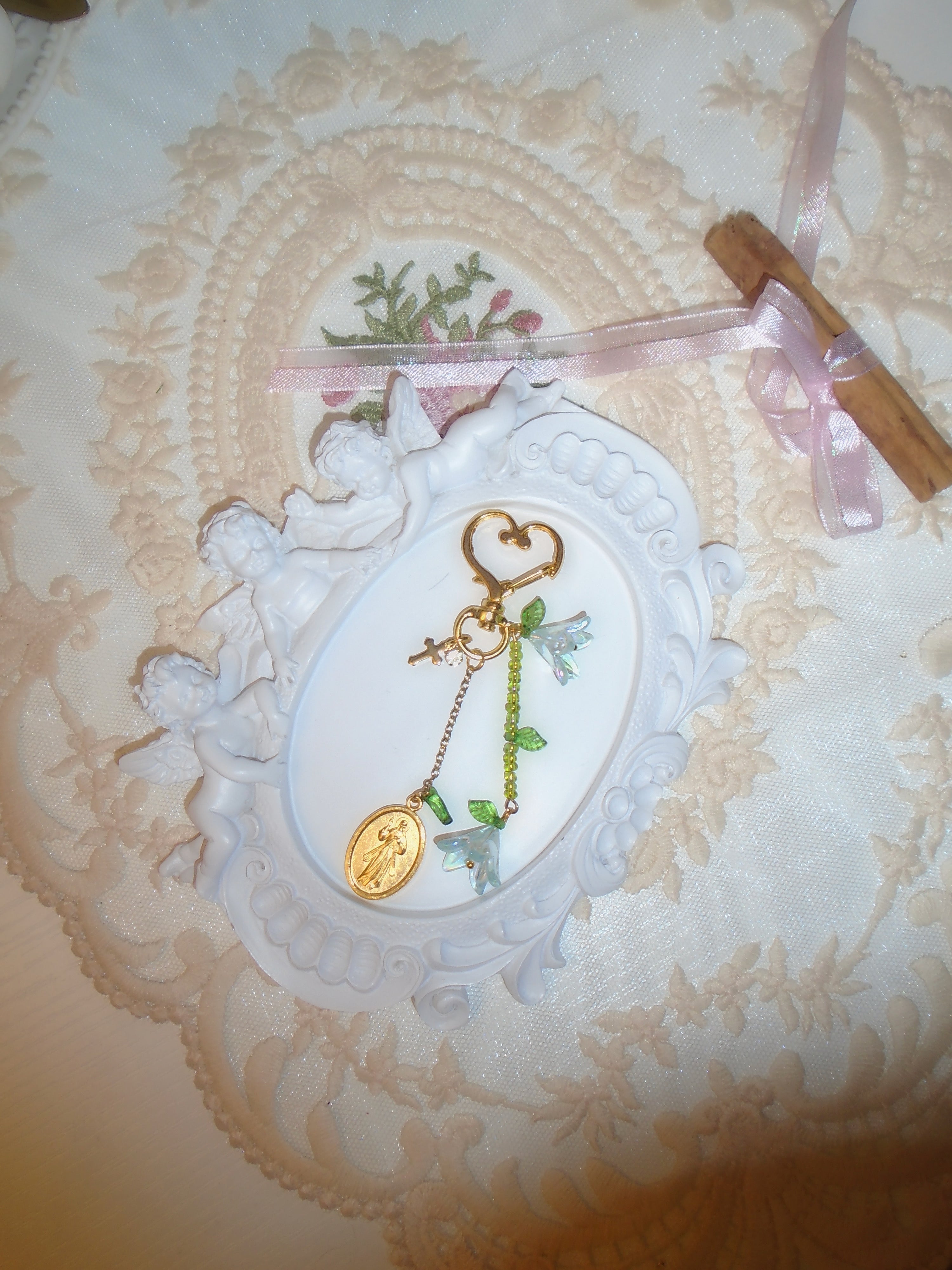 Blue Flower Saint Bag Charm