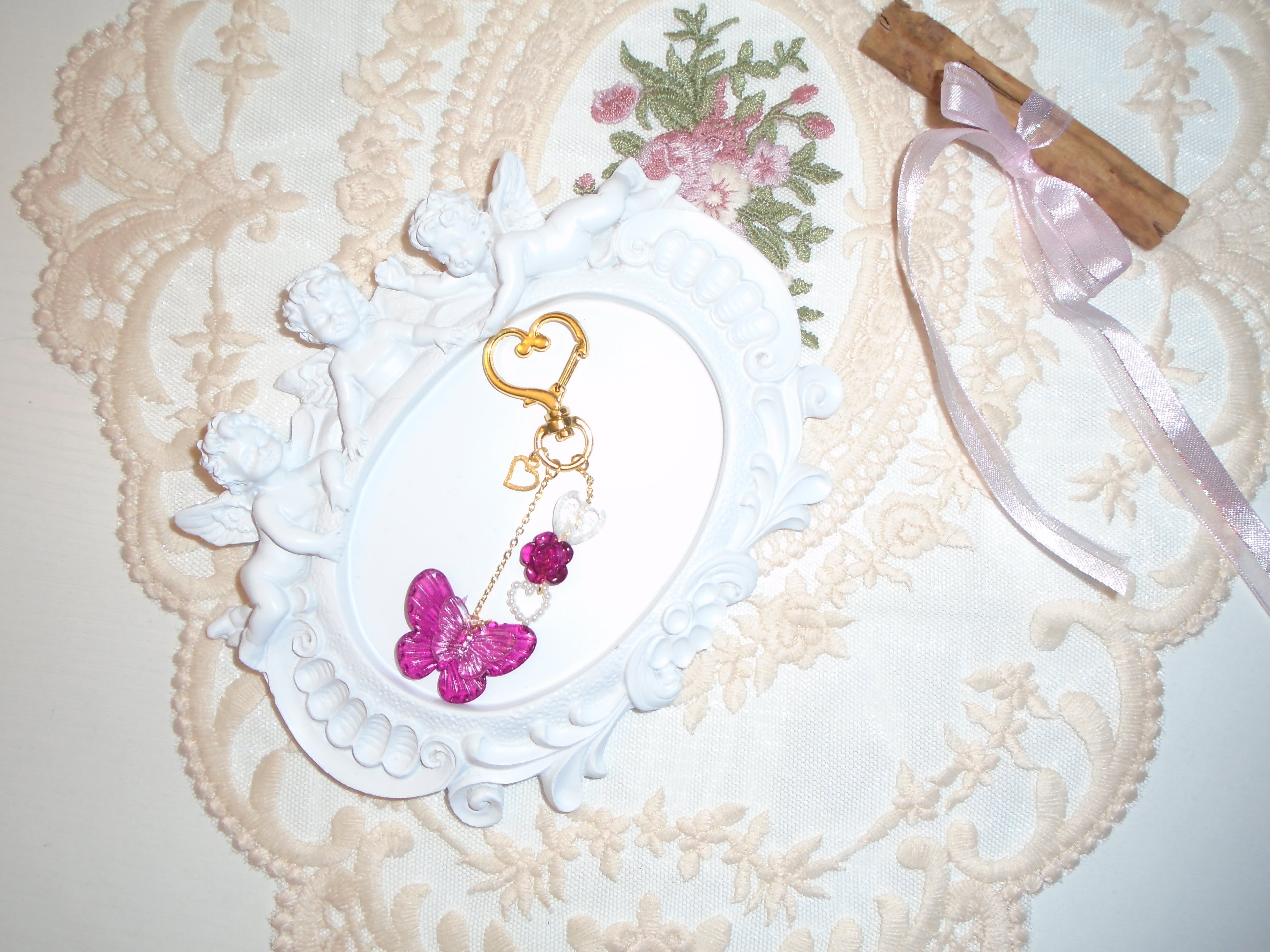 Pink Butterfly Bag Charm